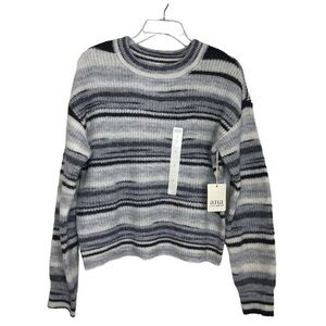 Ana Wool blend Rn#114186 Gray white Straps Crew Neck Pull Over Knit Sweater S